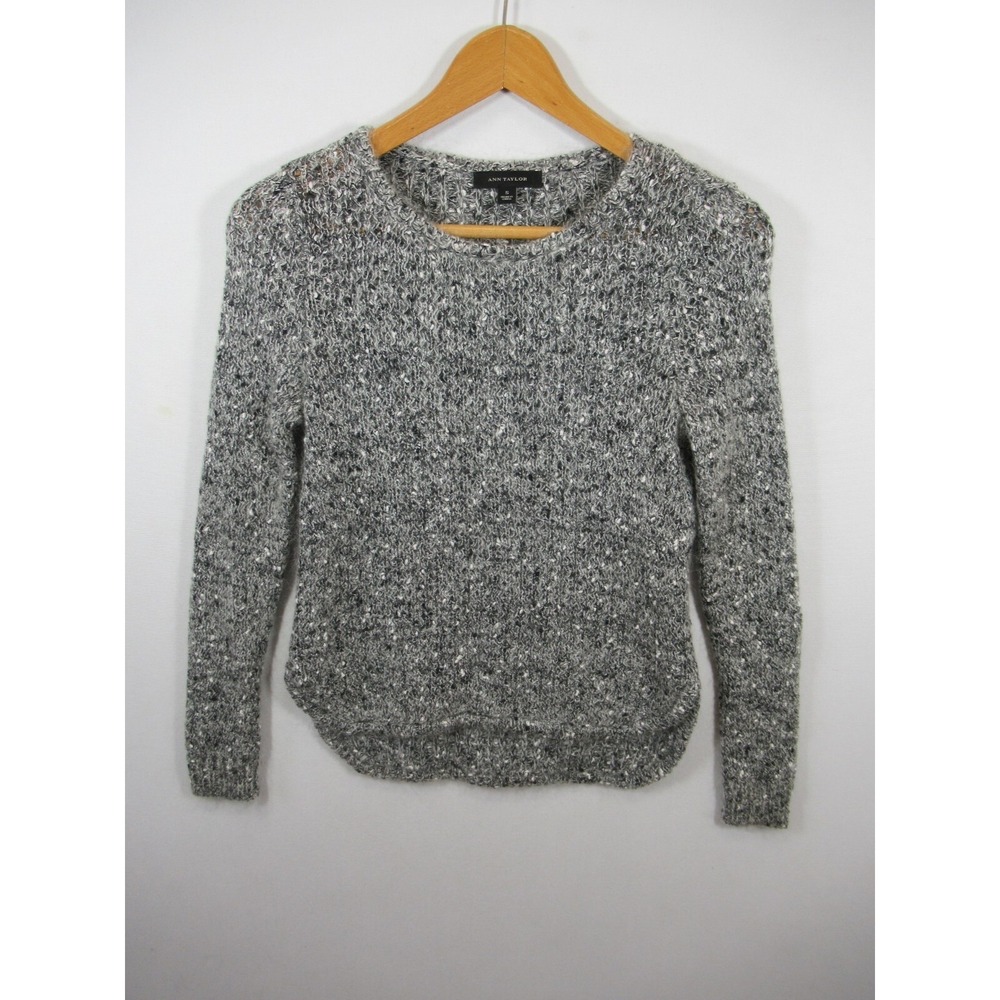Ann Taylor Mohair Wool Blend Sweater Women Small Pullover Gray